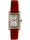 woman 20mm x 35mm tank shape watch with gold trim, White Face and Red leather strap