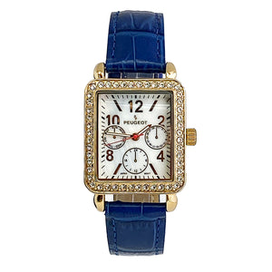 Women's 35x30mm 14K Gold Plated Square Dress Watch - Crystal Bezel