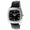 Woman 42mm Square face watch with A Crystal bezel and silver trim. Black face with silver numbers and a Back leather band