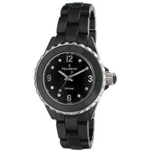 Women's 36mm Black Genuine Ceramic Watch with Sport Bezel