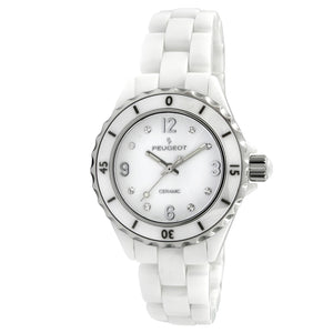 Women's 36mm White Genuine Ceramic Watch with Sport Bezel
