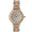 Women 30mm round face watch with gold trim and a two-tone bracelet