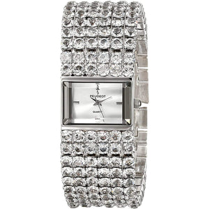 Women's Jeweled Evening Watch - 6 Strands of Genuine Swarovski Crystals