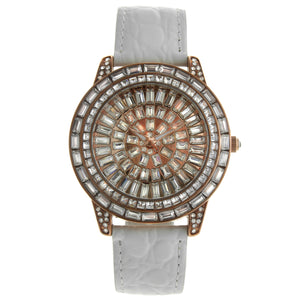 Women's Gold Crystal Couture Watch with White Leather Band